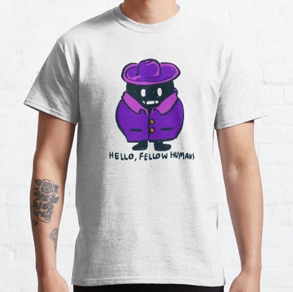 Unisex I draw krobus in cinema disguise / hello fellow humans / stardew valley Baskılı T-Shirt (Rahat Kalıp Tişört)