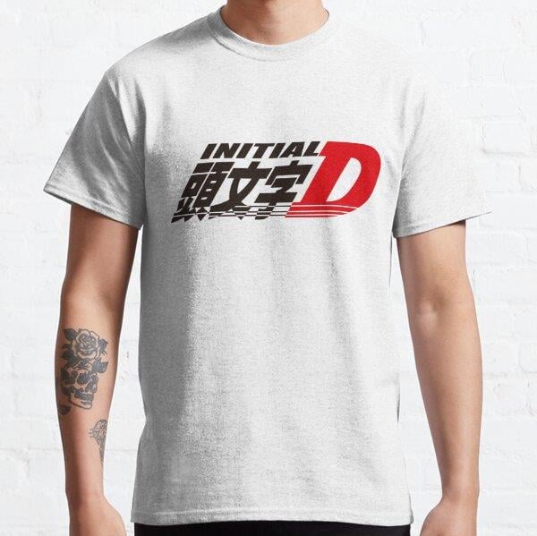 Unisex Initial D logo Tasarım Baskılı T-Shirt (Rahat Kalıp Tişört)