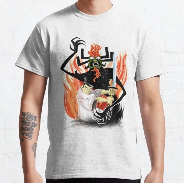 Unisex Jack and Aku Tasarım Baskılı T-Shirt (Rahat Kalıp Tişört)