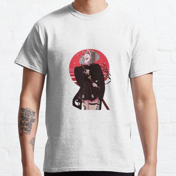 Unisex Japanese anime katana girl Tasarım Baskılı T-Shirt (Rahat Kalıp Tişört)