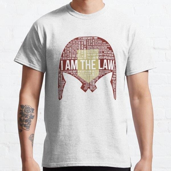 Unisex Judge Dredd Typography Baskılı T-Shirt (Rahat Kalıp Tişört)
