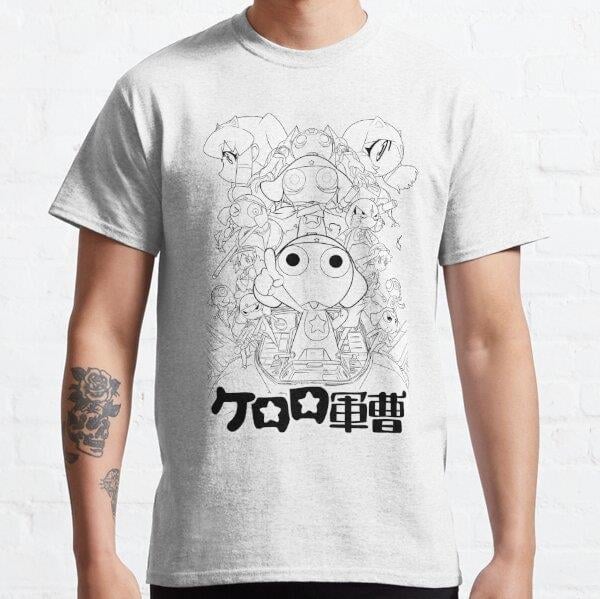 Unisex KERORO Tasarım Baskılı T-Shirt (Rahat Kalıp Tişört)