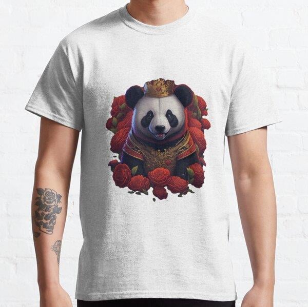 Unisex King Panda Baskılı T-Shirt (Rahat Kalıp Tişört)
