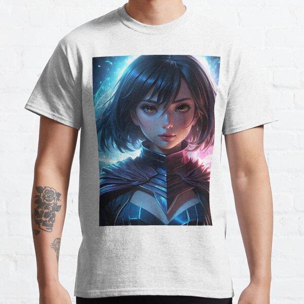 Unisex Lavender Dreams:Portrait of a Fictional Anime Girl Tasarım Baskılı T-Shirt (Rahat Kalıp Tişört)