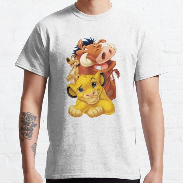 Unisex Lion King Simba Timon and Pumbaa Tasarım Baskılı T-Shirt (Rahat Kalıp Tişört)