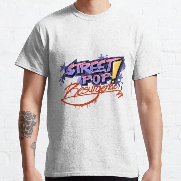 Unisex Logo: STREET-POP! RESURGENCE Baskılı T-Shirt (Rahat Kalıp Tişört)