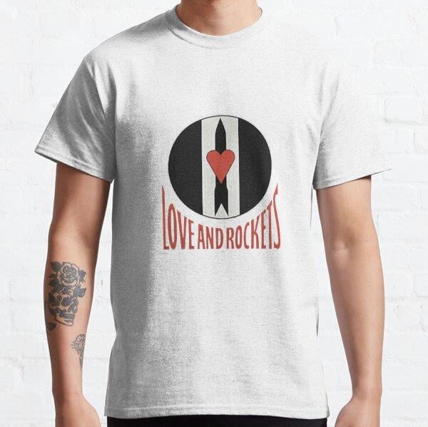 Unisex Love and Rockets Baskılı T-Shirt (Rahat Kalıp Tişört)