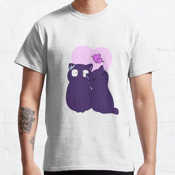 Unisex Love cats Komi and Tadano Tasarım Baskılı T-Shirt (Rahat Kalıp Tişört)