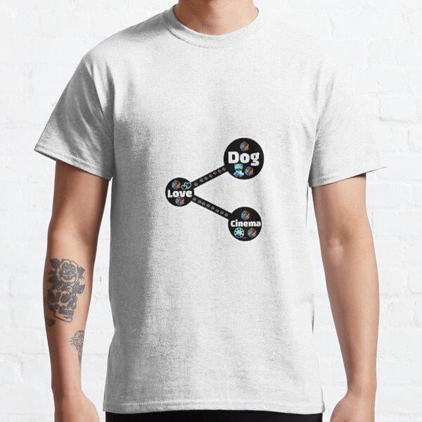 Unisex Love-dog-cinema-map Baskılı T-Shirt (Rahat Kalıp Tişört)
