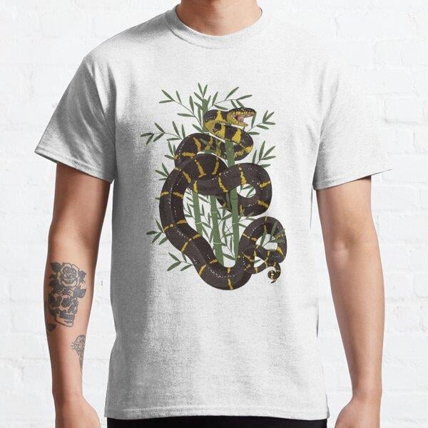 Unisex Mangrove Snake with Bamboo Baskılı T-Shirt (Rahat Kalıp Tişört)