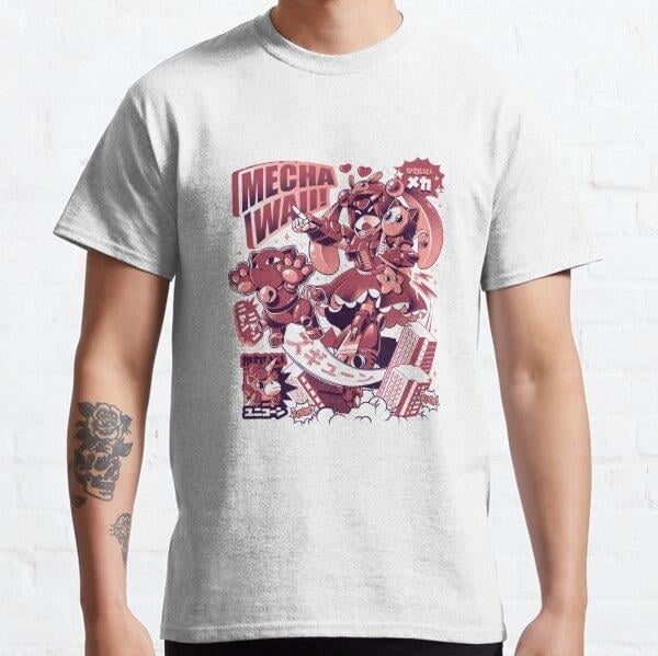 Unisex MECHAWAII Tasarım Baskılı T-Shirt (Rahat Kalıp Tişört)