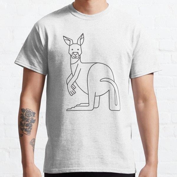 Unisex Minimalist Kangaroo Baskılı T-Shirt (Rahat Kalıp Tişört)