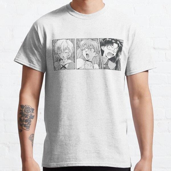 Unisex Neon Genesis Evangelion Girls: Rei, Misato, Asuka Tasarım Baskılı T-Shirt (Rahat Kalıp Tişört)