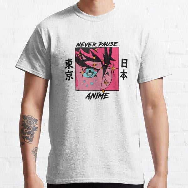 Unisex Never Pause Anime, Never Pause Anime Meme, Anime Meme Tasarım Baskılı T-Shirt (Rahat Kalıp Tişört)