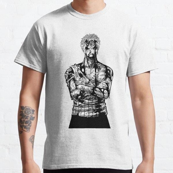 Unisex One Piece Zoro Nothing Happened Tasarım Baskılı T-Shirt (Rahat Kalıp Tişört)