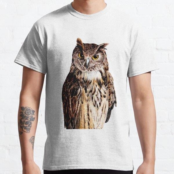 Unisex Owl Watercolor Baskılı T-Shirt (Rahat Kalıp Tişört)