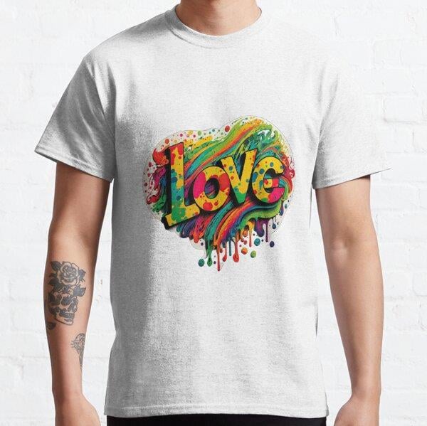 Unisex Paint Love Baskılı T-Shirt (Rahat Kalıp Tişört)