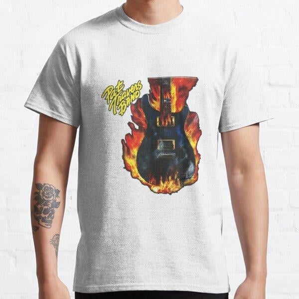 Unisex  pat travers band blues Baskılı T-Shirt (Rahat Kalıp Tişört)