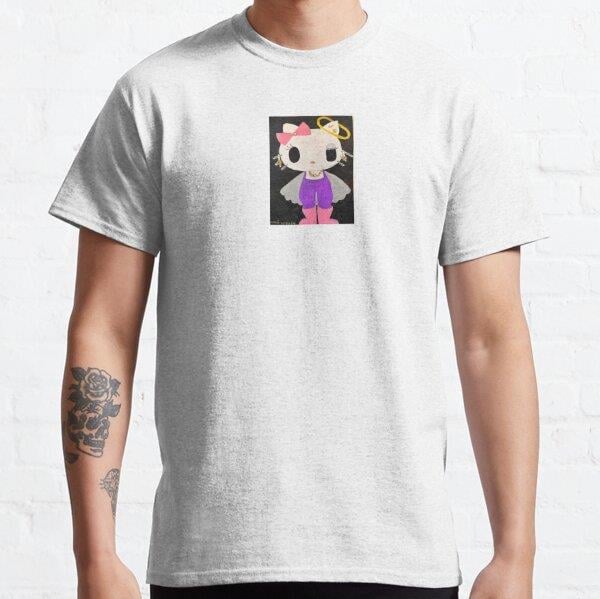 Unisex pink rhinestone hello kitty Tasarım Baskılı T-Shirt (Rahat Kalıp Tişört)