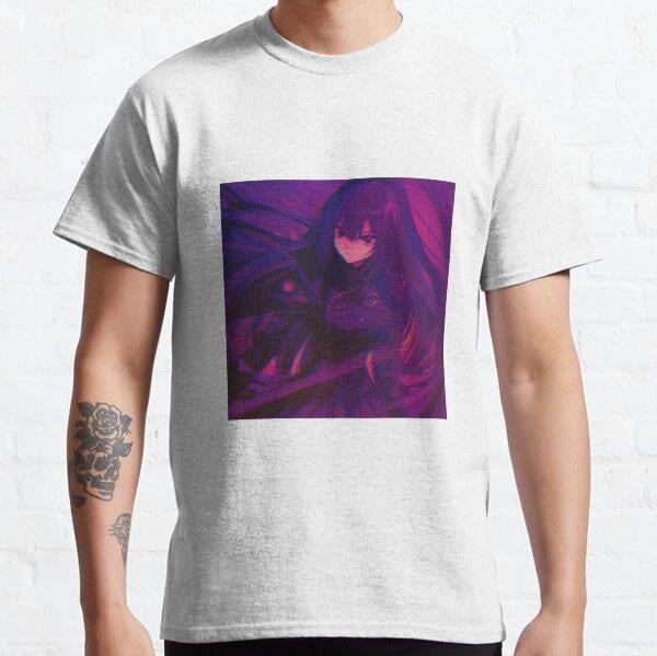 Unisex purple aesthetic anime girl Tasarım Baskılı T-Shirt (Rahat Kalıp Tişört)
