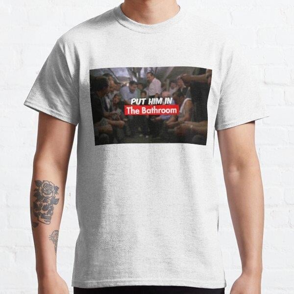 Unisex put him in the bathroom Baskılı T-Shirt (Rahat Kalıp Tişört)