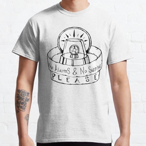 Unisex Radiohead - No Surprises - Illustrated Lyrics Baskılı T-Shirt (Rahat Kalıp Tişört)