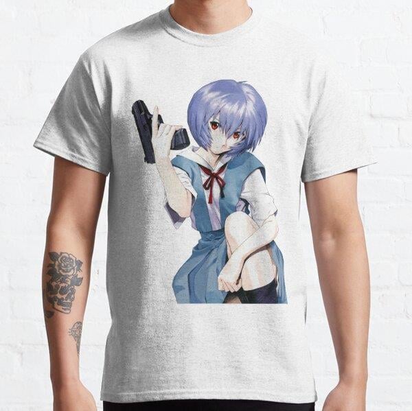 Unisex Rei with gun Tasarım Baskılı T-Shirt (Rahat Kalıp Tişört)