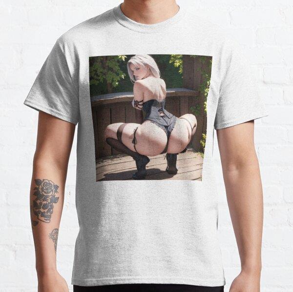 Unisex Sexy Hentai Anime Girl Tasarım Baskılı T-Shirt (Rahat Kalıp Tişört)