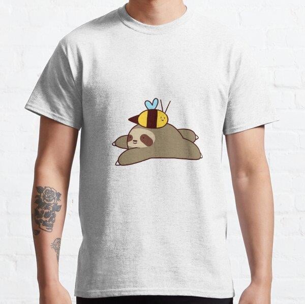Unisex Sloth and Bee Baskılı T-Shirt (Rahat Kalıp Tişört)