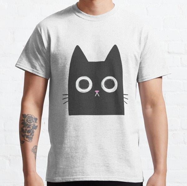 Unisex Staring Black Cat Baskılı T-Shirt (Rahat Kalıp Tişört)