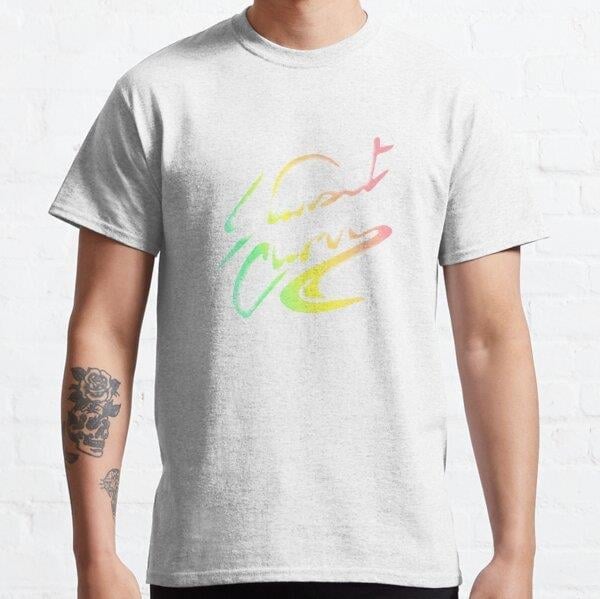 Unisex Sunset Curve Logo Faded Rainbow Baskılı T-Shirt (Rahat Kalıp Tişört)