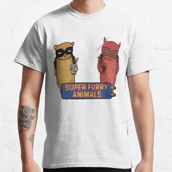 Unisex Super Furry Animals - Radiateur T-shirt essentiel Baskılı T-Shirt (Rahat Kalıp Tişört)
