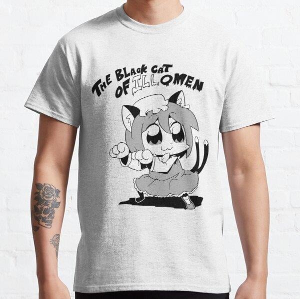 Unisex the black cat Tasarım Baskılı T-Shirt (Rahat Kalıp Tişört)