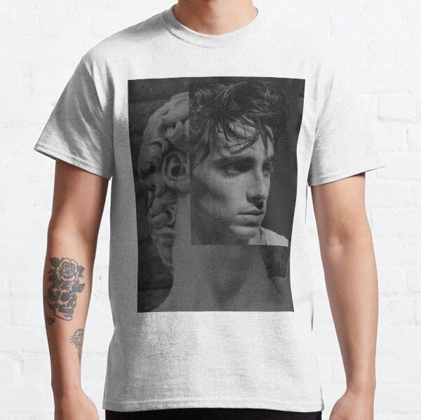 Unisex Timothee Statue Baskılı T-Shirt (Rahat Kalıp Tişört)