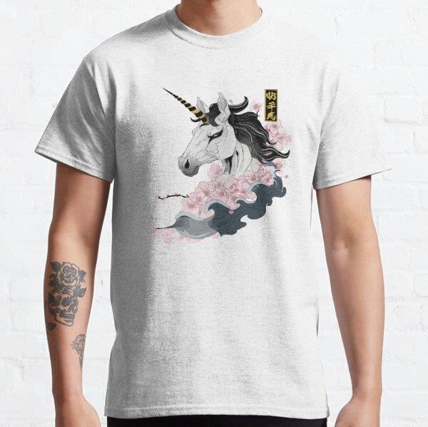 Unisex Unicorn in japanese style Tasarım Baskılı T-Shirt (Rahat Kalıp Tişört)