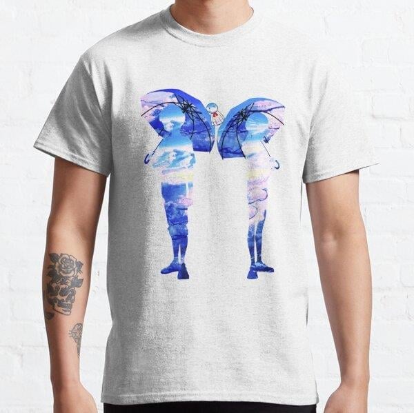 Unisex Weathering With You Tenki no Ko Anime Hina & Hodaka Anime Tasarım Baskılı T-Shirt (Rahat Kalıp Tişört)