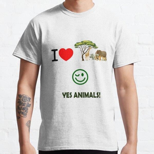 Unisex Yes animals design Baskılı T-Shirt (Rahat Kalıp Tişört)