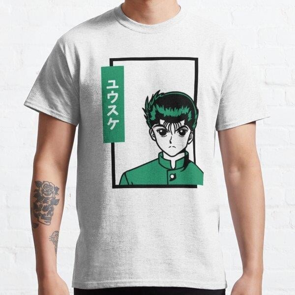 Unisex Yusuke Urameshi Ghost Fighter Tasarım Baskılı T-Shirt (Rahat Kalıp Tişört)