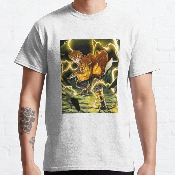 Unisex Zenitsu Agatsuma Demon Slayer Tasarım Baskılı T-Shirt (Rahat Kalıp Tişört)