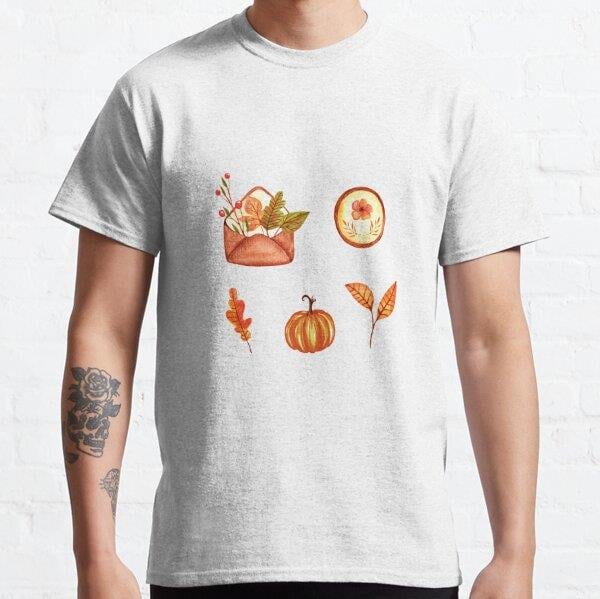 Vintage fall hygge drawing  Tasarım Baskılı Tişört (Rahat kalıp t-shirt)