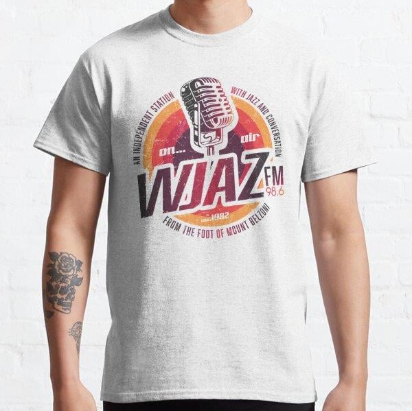 Vintage Radio Design WJAZ Tasarım Baskılı Tişört (Bol kalıp t-shirt)
