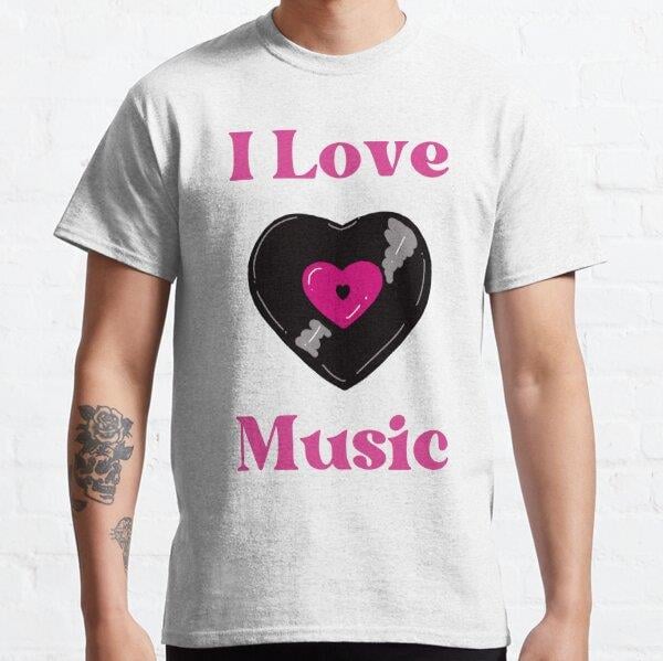 Vinyl Disc I Love Music  Tasarım Baskılı Tişört (Bol kalıp t-shirt)