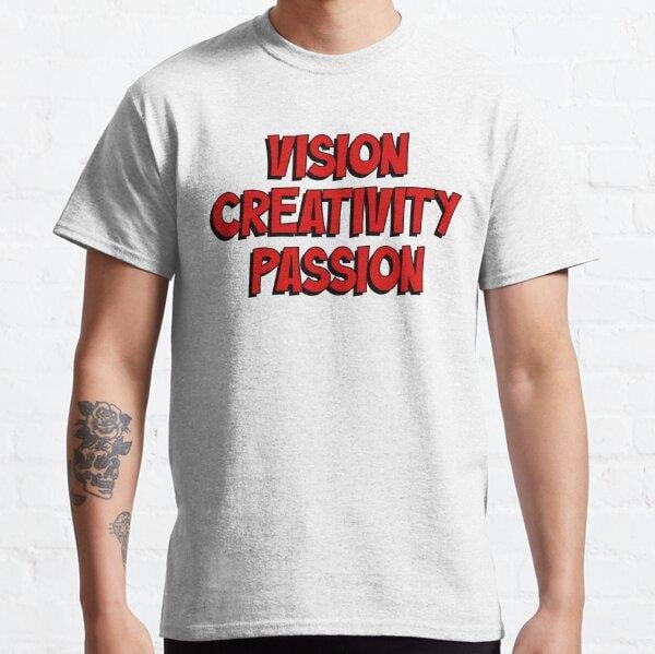 Vision Creativity Passion Tasarım Baskılı Tişört (Bol kesim t-shirt)
