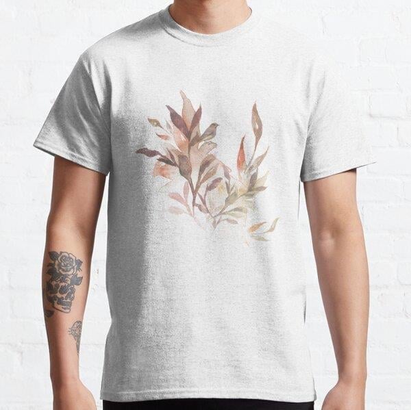 Watercolor Brown Leaf Tasarım Baskılı Tişört (Rahat kalıp t-shirt)
