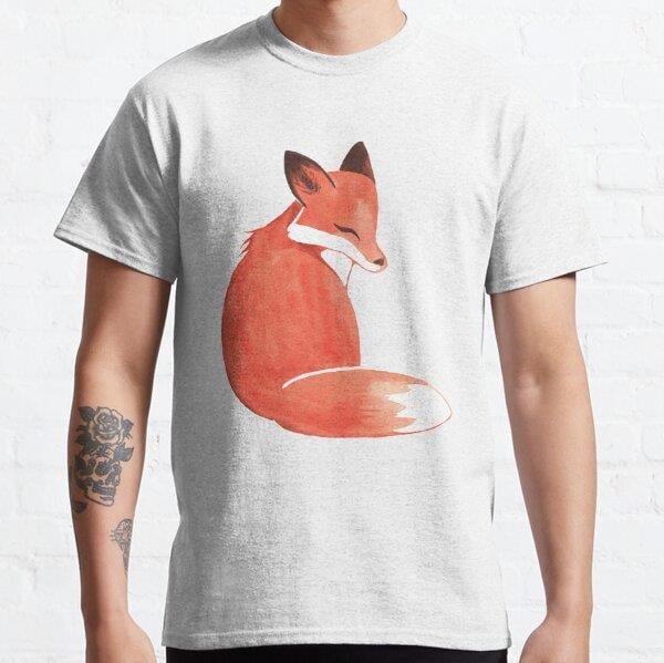 Watercolor Fox Tasarım Baskılı T-Shirt (bol kalıp tişört)