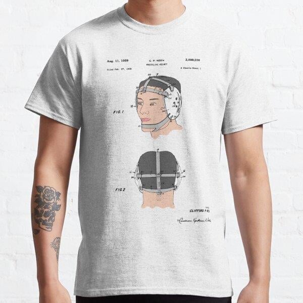Wrestling Helmet Patent - Colour Tasarım Baskılı T-Shirt (bol kalıp tişört)