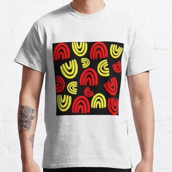 yellow blue and orange patterns Tasarım Baskılı Tişört (bol kalıp t-shirt)