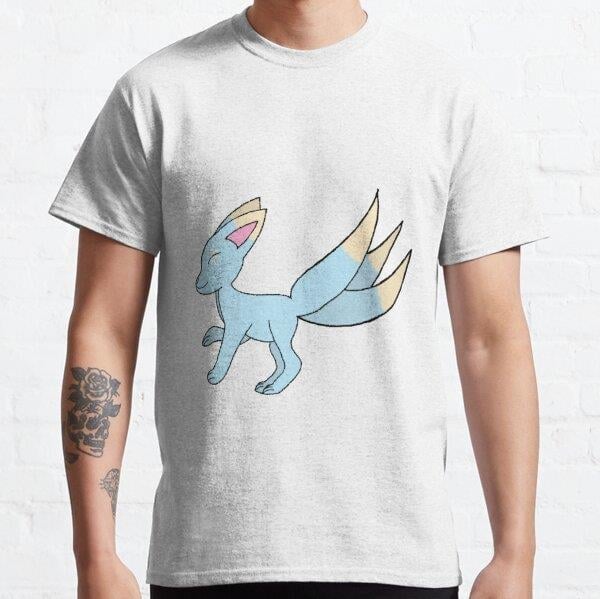 Yellow sky blue three tailed fox Tasarım Baskılı Tişört (Bol kesim t-shirt)