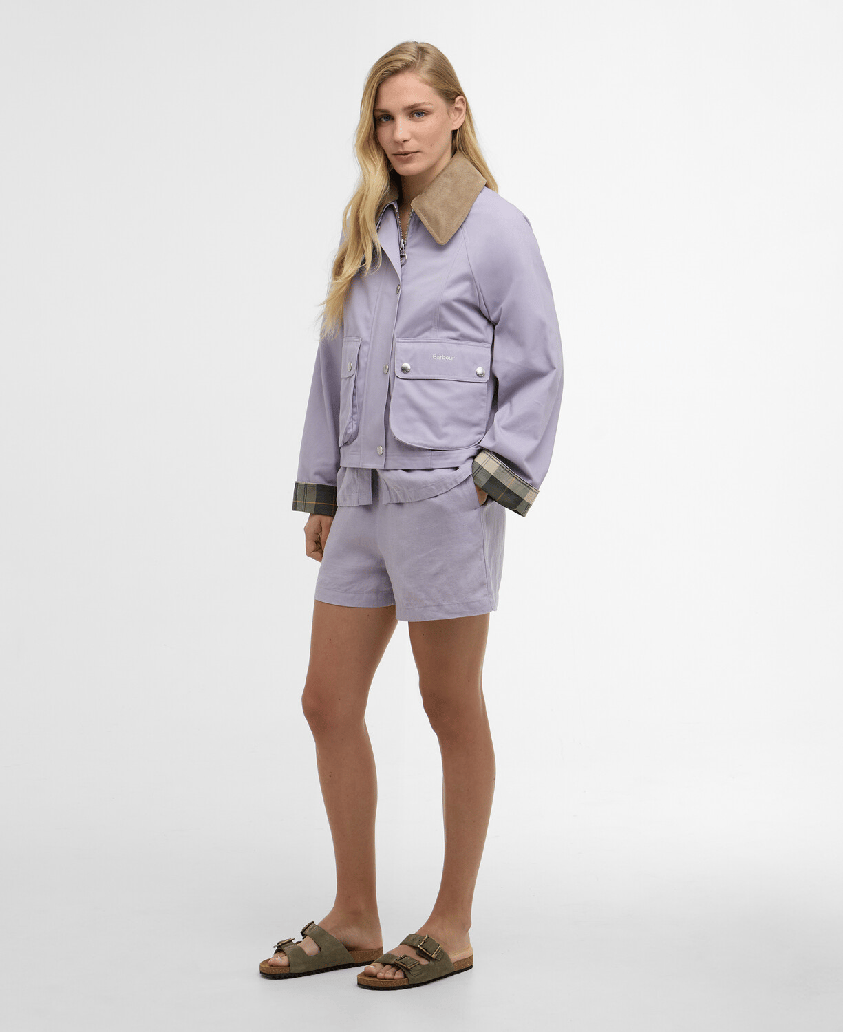 Barbour Cropped Beadnell Casual Ceket PU31 Heather Mist-Ancient
