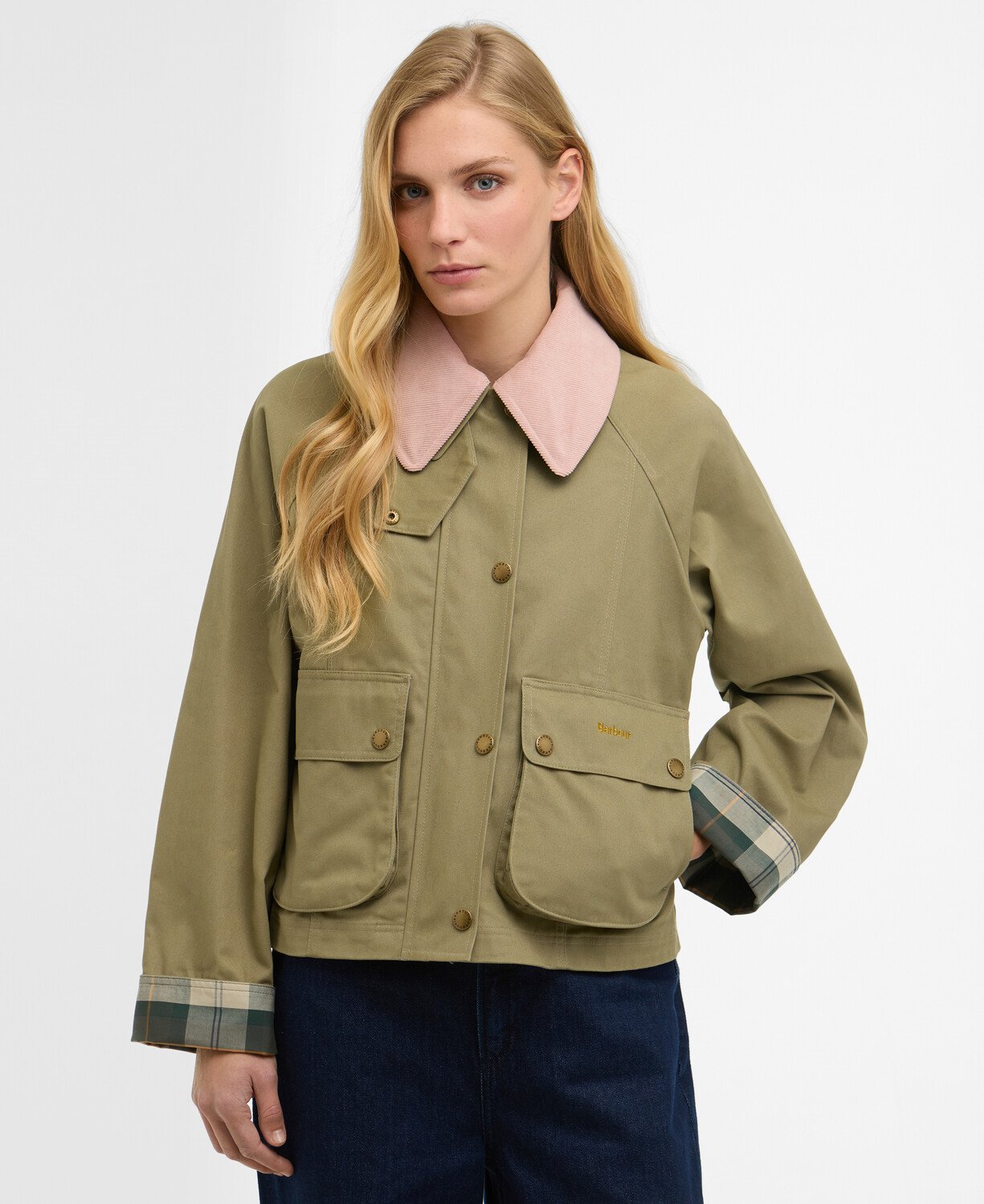 Barbour Cropped Beadnell Casual Ceket OL31 Bleached Olive-Ancient